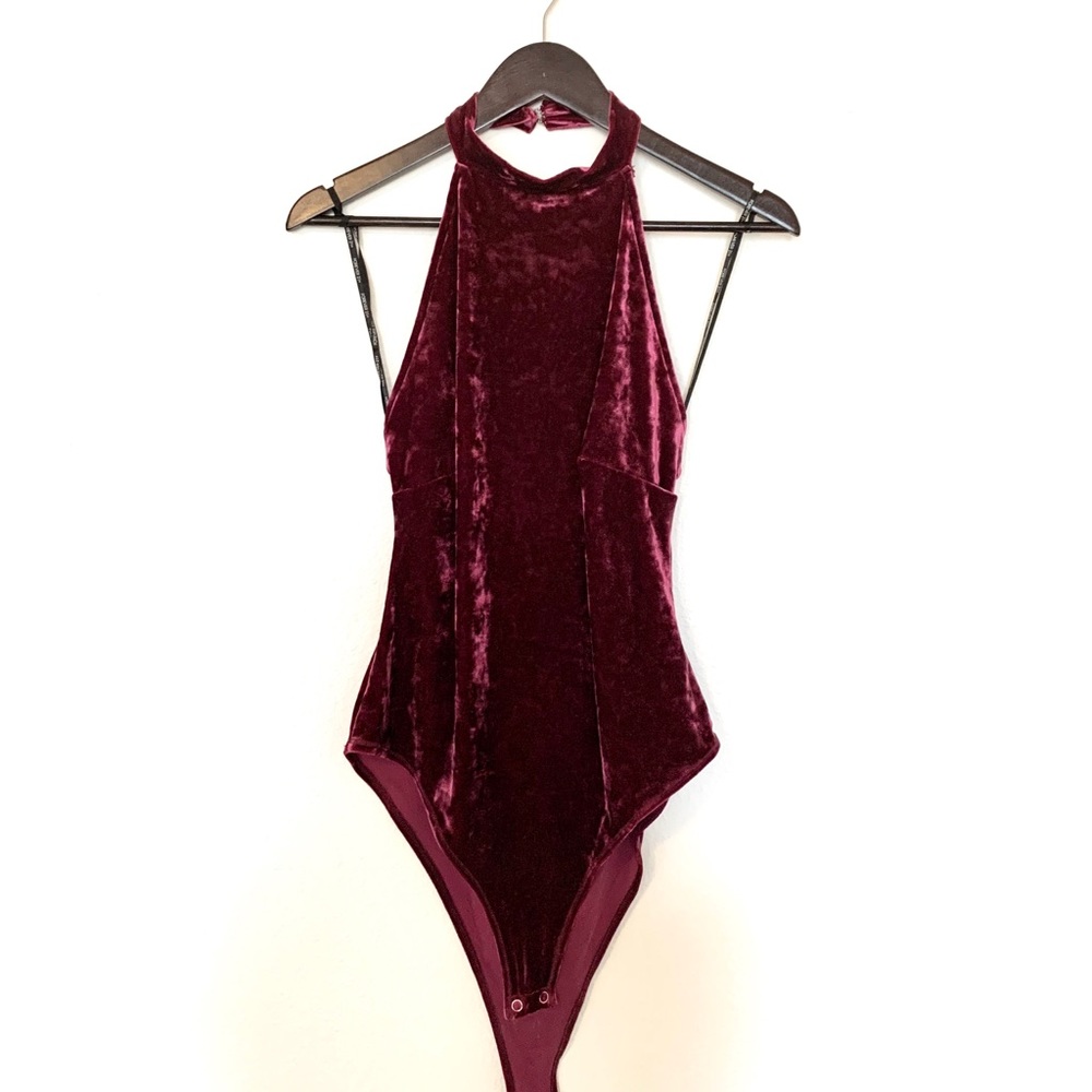 BOGO FREE | Crushed Velvet Halter Neck Bodysuit
